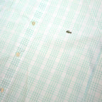 LACOSTE Mens White & Light Green Check Shirt M Classic Cotton Long Sleeve