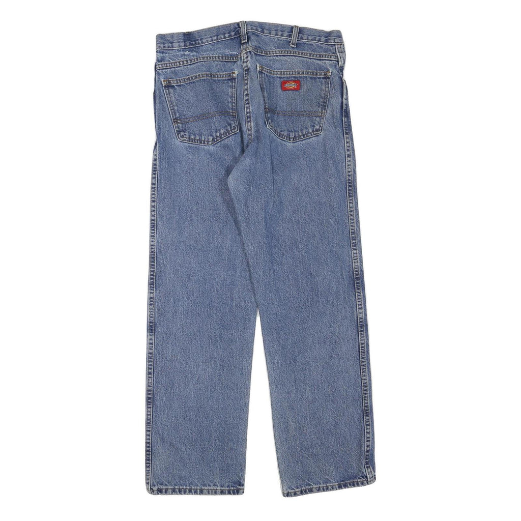 DICKIES Womens Regular Fit Blue Denim Jeans W34 L28 Zip Closure Cotton Blend