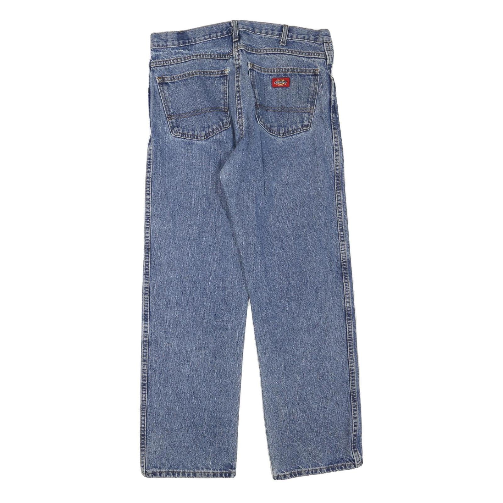 DICKIES Womens Regular Fit Blue Denim Jeans W34 L28 Zip Closure Cotton Blend