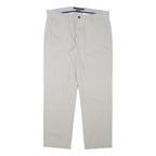 TOMMY HILFIGER Mens Regular Beige Cotton Blend Trousers W34 L30 Classic Zip
