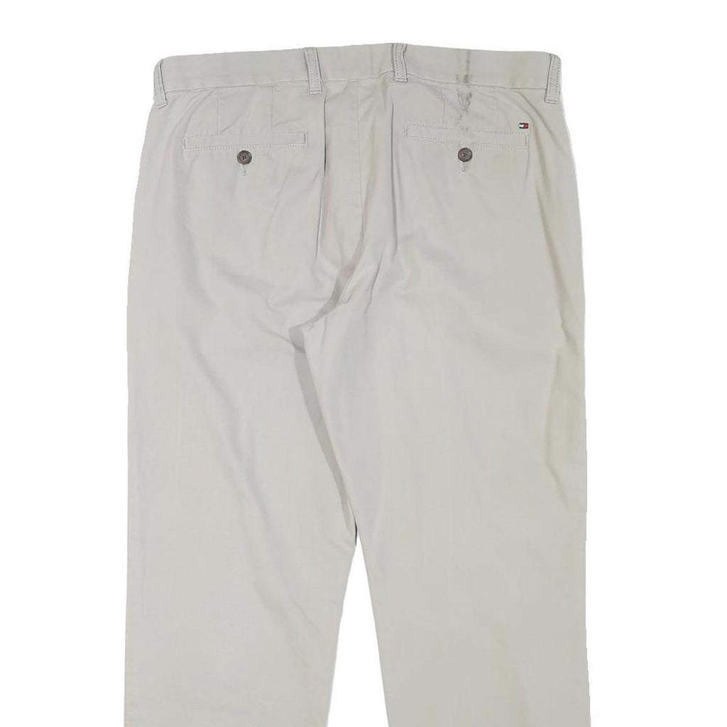 TOMMY HILFIGER Mens Regular Beige Cotton Blend Trousers W34 L30 Classic Zip