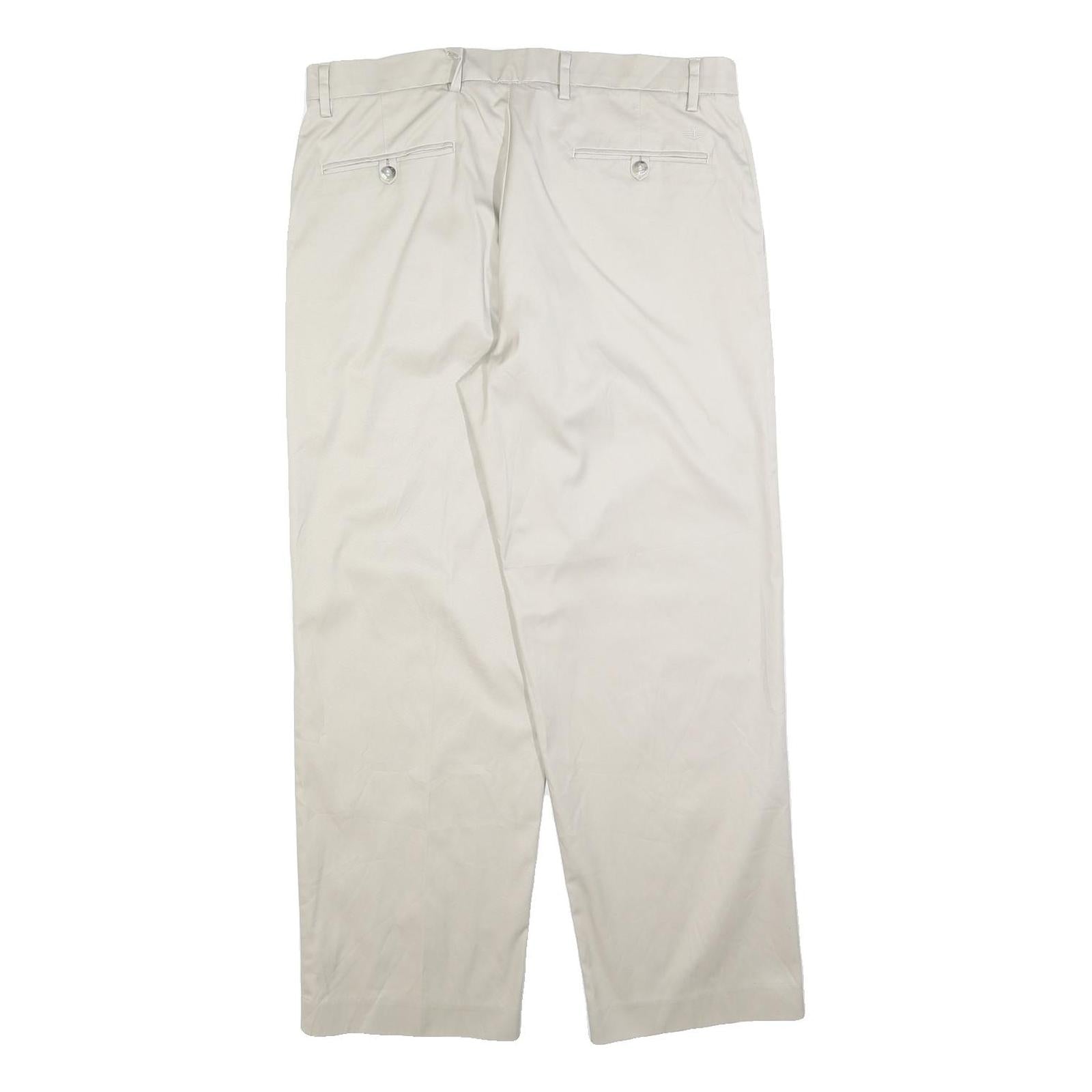 DOCKERS Mens Cotton Blend Cream Regular Fit Straight Leg Trousers W34 L29