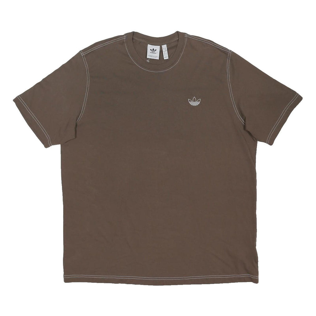 ADIDAS ORIGINALS Mens Brown XL Short Sleeve Crew Neck Logo T-Shirt Cotton Blend