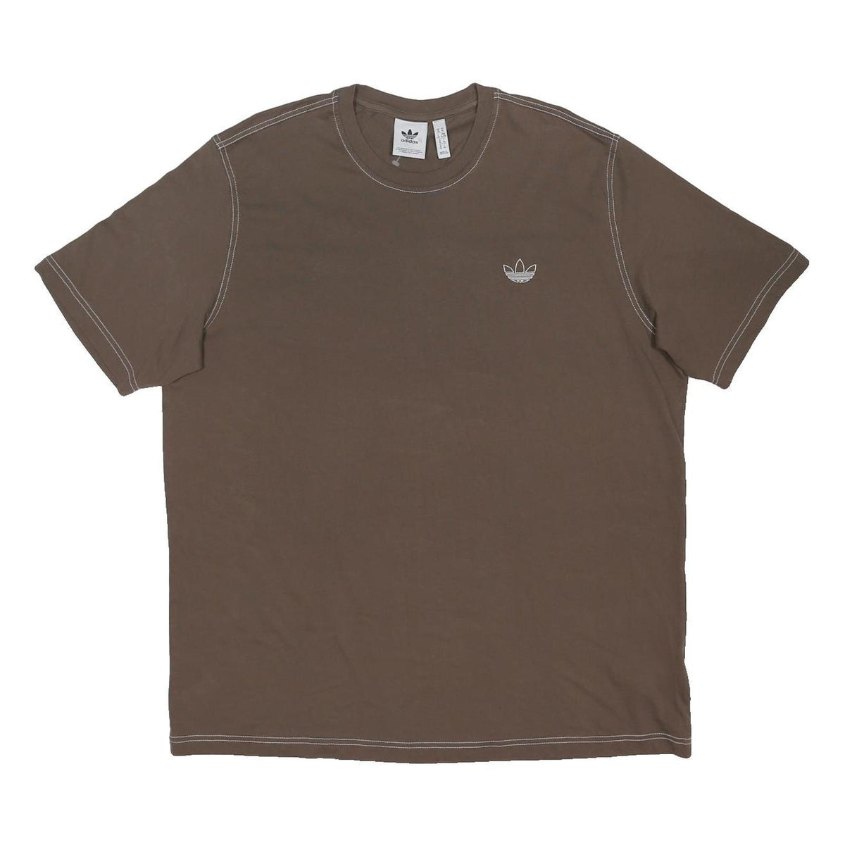 ADIDAS ORIGINALS Mens Brown XL Short Sleeve Crew Neck Logo T-Shirt Cotton Blend