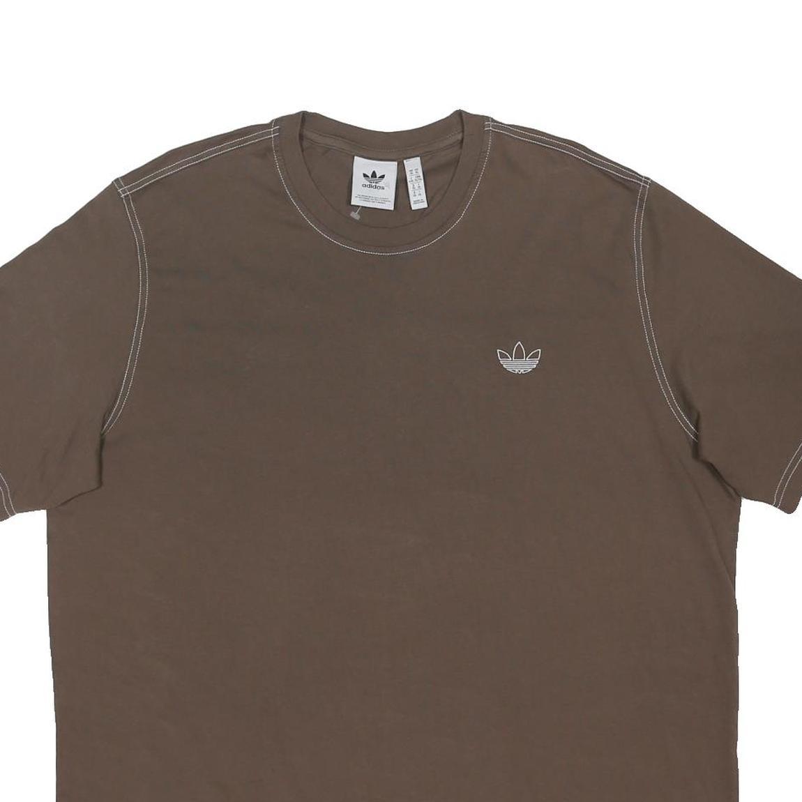 ADIDAS ORIGINALS Mens Brown XL Short Sleeve Crew Neck Logo T-Shirt Cotton Blend