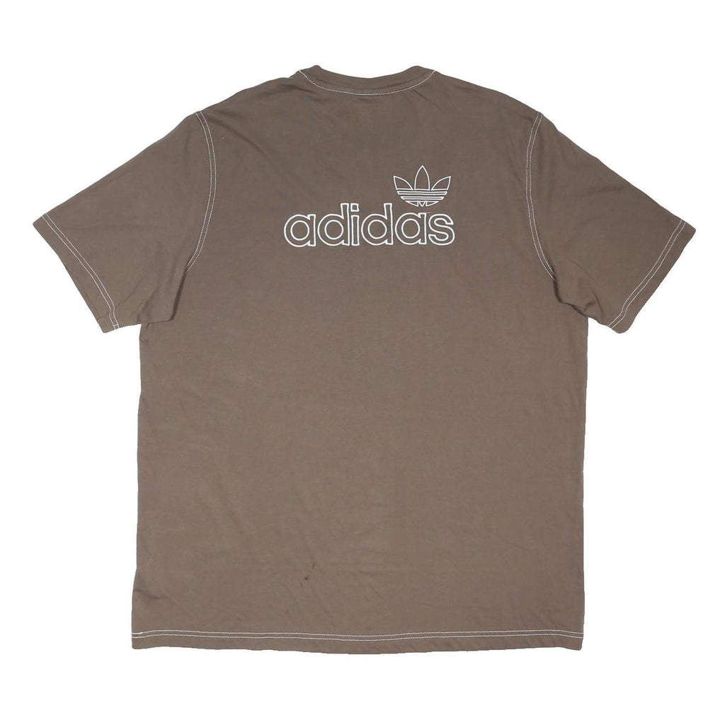 ADIDAS ORIGINALS Mens Brown XL Short Sleeve Crew Neck Logo T-Shirt Cotton Blend