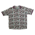 MICHAEL THOMAS Mens Burgundy Green & Cream Geometric Print Short Sleeve XL Polo
