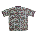 MICHAEL THOMAS Mens Burgundy Green & Cream Geometric Print Short Sleeve XL Polo