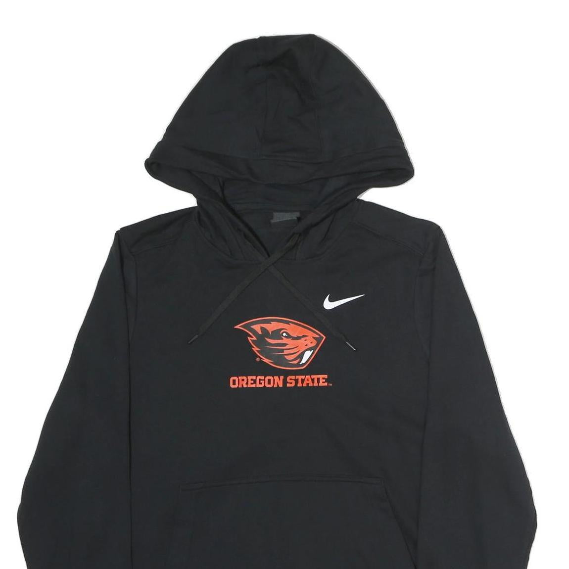 NIKE Womens Black Oregon State Pullover Hoodie L Sports Cotton Sweatshirt