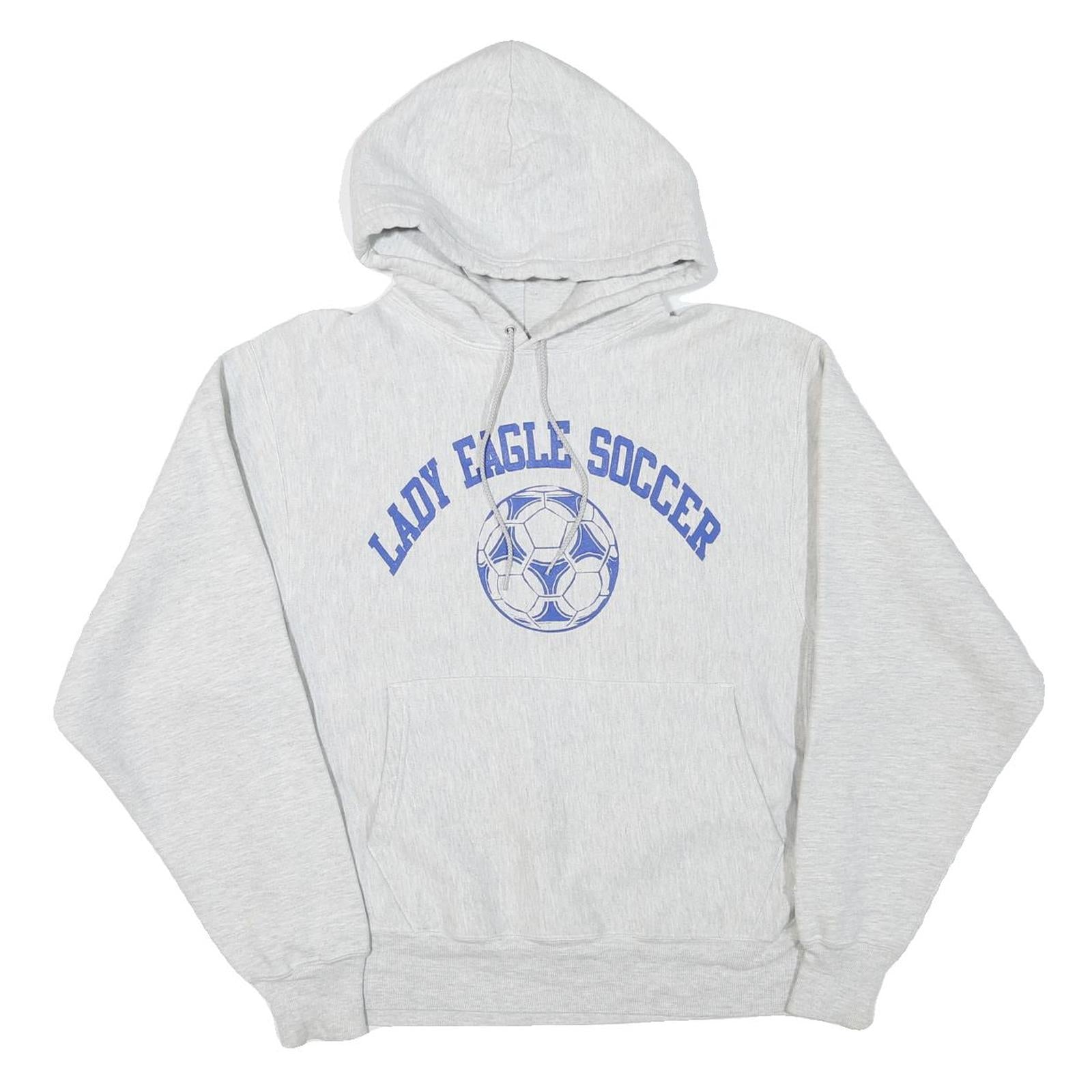 CHAMPION Mens Grey Lady Eagle Soccer Pullover Hoodie M Sportswear Cotton Blend