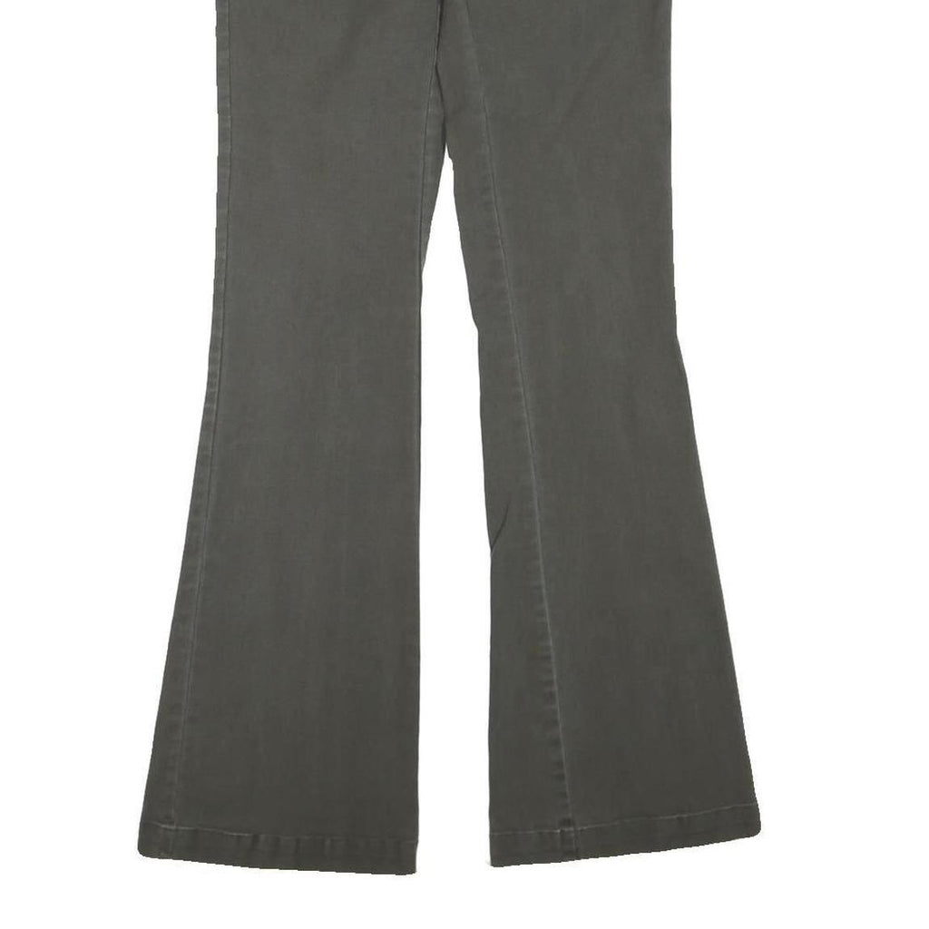 Womens Cotton Blend Grey Regular Fit Wide-Leg Trousers W24 L32 Belt Detail