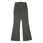 Womens Cotton Blend Grey Regular Fit Wide-Leg Trousers W24 L32 Belt Detail