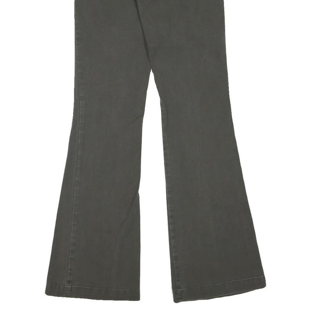 Womens Cotton Blend Grey Regular Fit Wide-Leg Trousers W24 L32 Belt Detail
