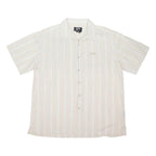 AVIREX Mens White & Beige Striped Shirt XL Casual Cotton Blend Short Sleeve
