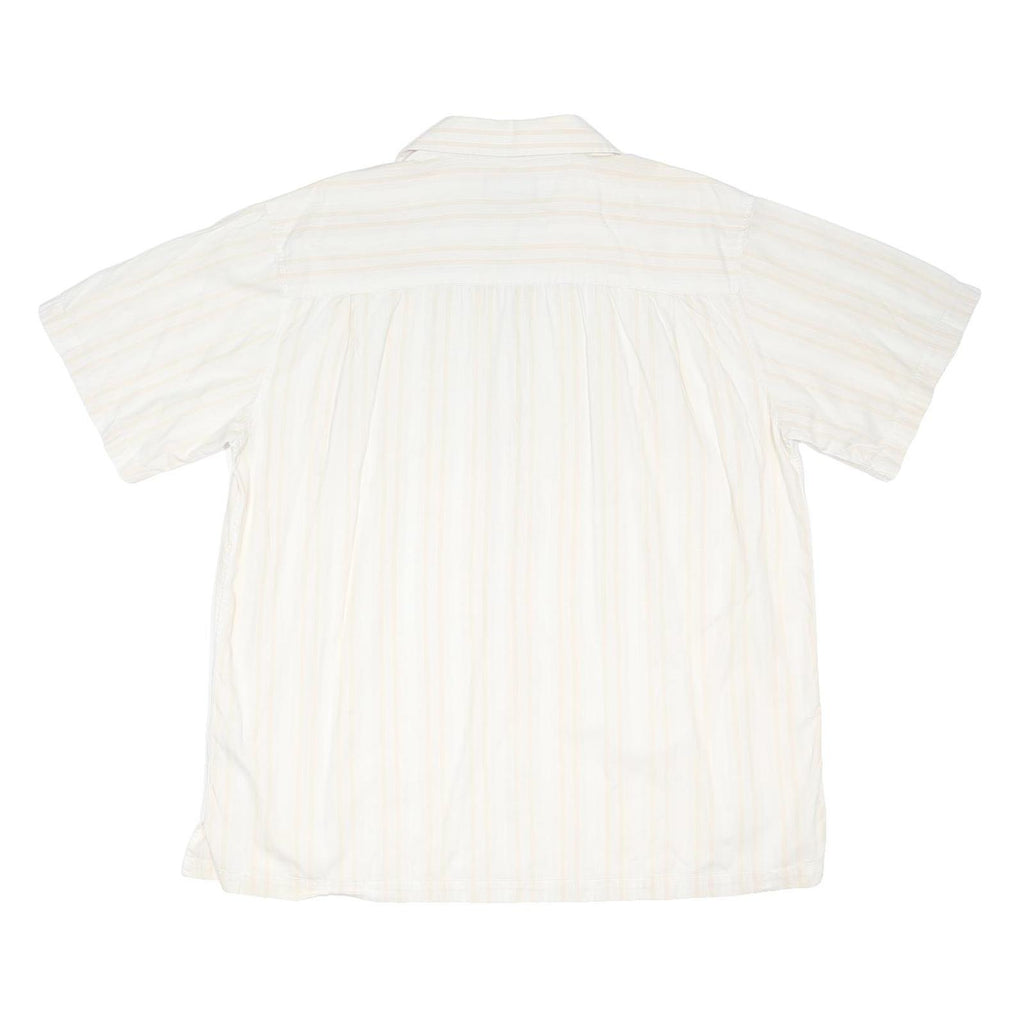 AVIREX Mens White & Beige Striped Shirt XL Casual Cotton Blend Short Sleeve
