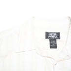 AVIREX Mens White & Beige Striped Shirt XL Casual Cotton Blend Short Sleeve