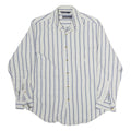 NAUTICA Mens White & Blue Striped Casual Cotton Shirt M Long Sleeve Button Down