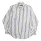 NAUTICA Mens White & Blue Striped Casual Cotton Shirt M Long Sleeve Button Down