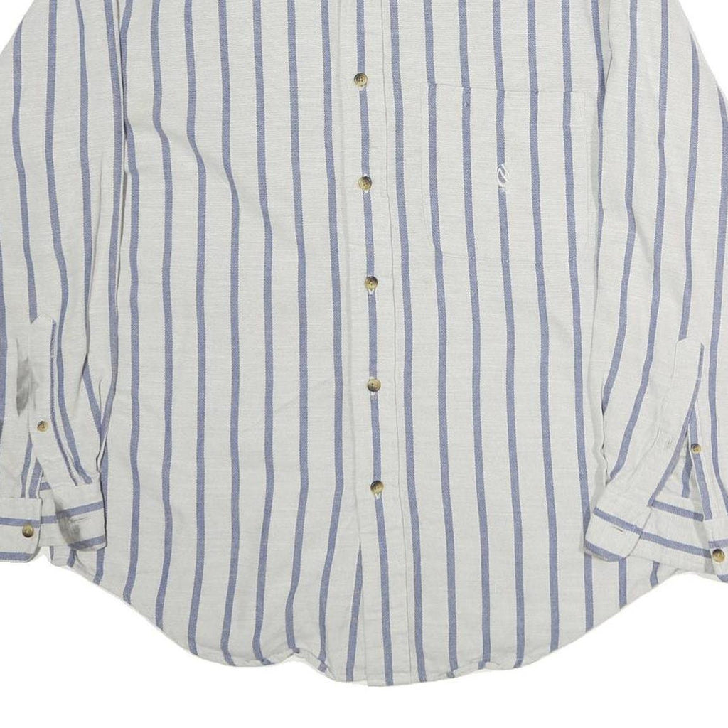 NAUTICA Mens White & Blue Striped Casual Cotton Shirt M Long Sleeve Button Down