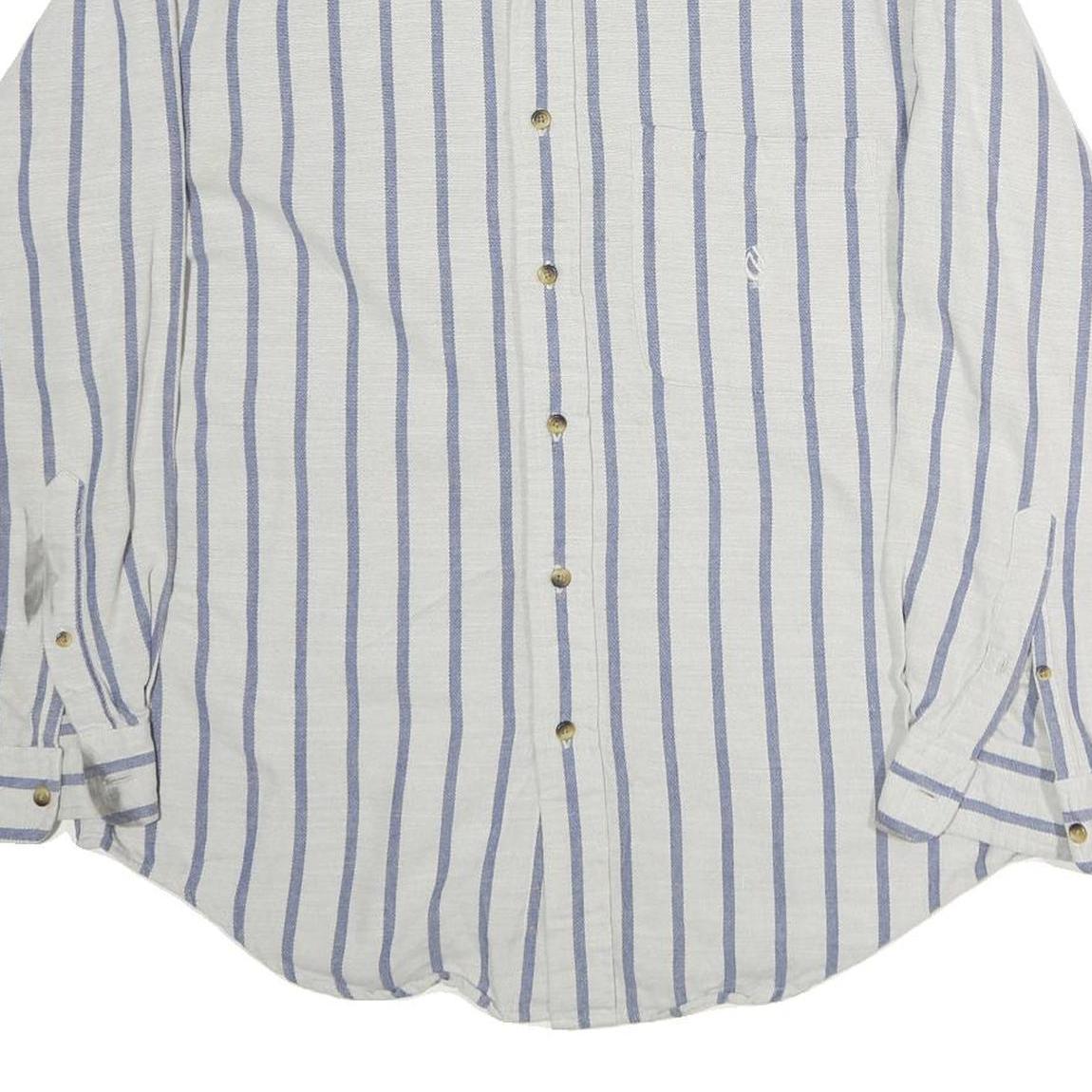 NAUTICA Mens White & Blue Striped Casual Cotton Shirt M Long Sleeve Button Down