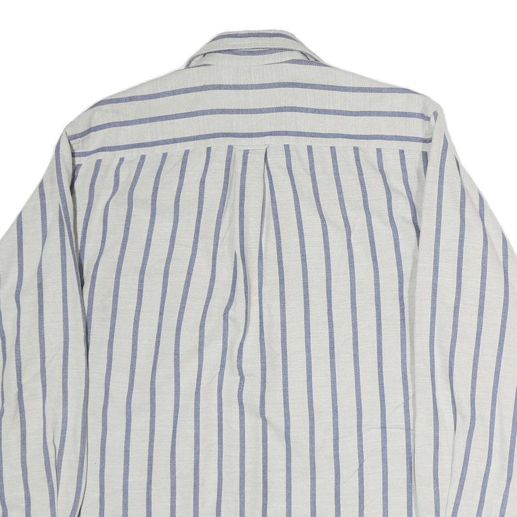 NAUTICA Mens White & Blue Striped Casual Cotton Shirt M Long Sleeve Button Down