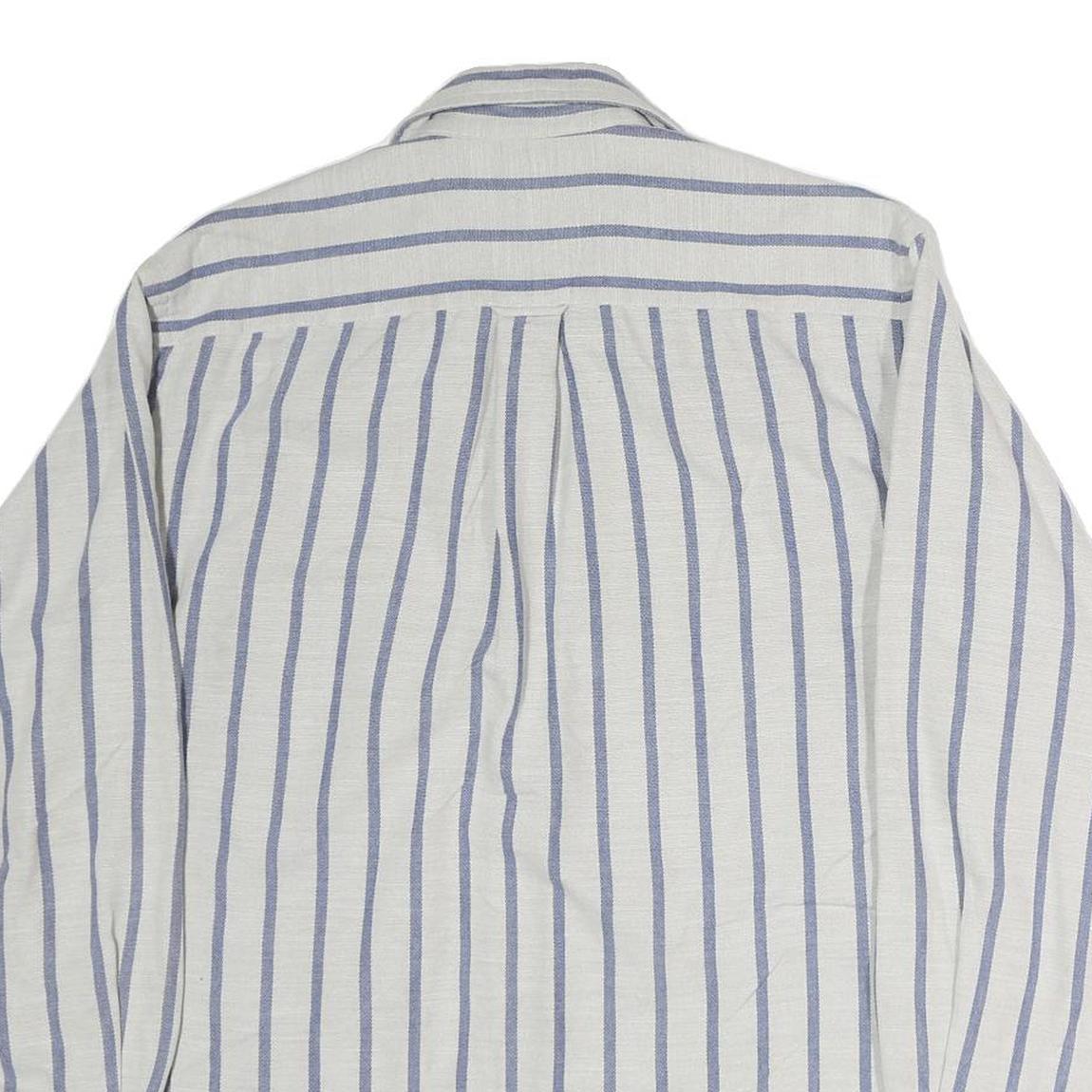 NAUTICA Mens White & Blue Striped Casual Cotton Shirt M Long Sleeve Button Down