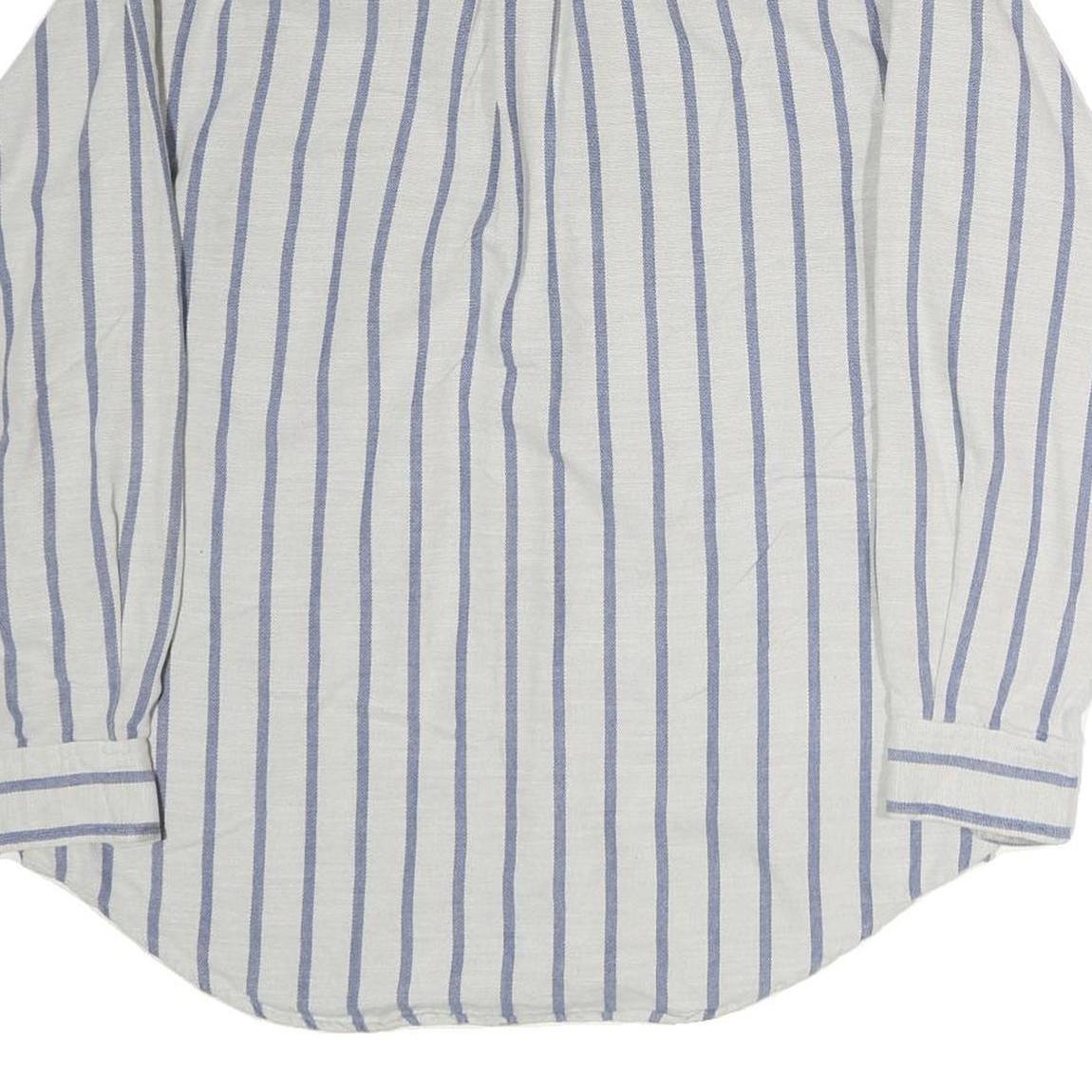 NAUTICA Mens White & Blue Striped Casual Cotton Shirt M Long Sleeve Button Down