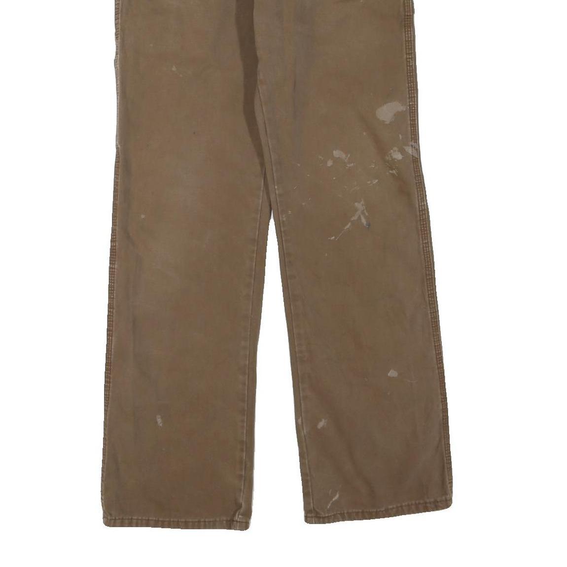 DICKIES Womens Regular Fit Brown Cotton Blend Straight Leg Trousers W32 L32