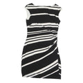 LAUREN RALPH LAUREN Womens Black & White Striped Day Polyester Dress L