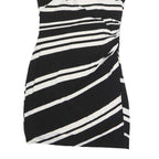 LAUREN RALPH LAUREN Womens Black & White Striped Day Polyester Dress L