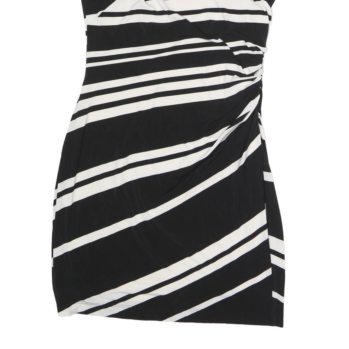 LAUREN RALPH LAUREN Womens Black & White Striped Day Polyester Dress L