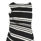 LAUREN RALPH LAUREN Womens Black & White Striped Day Polyester Dress L
