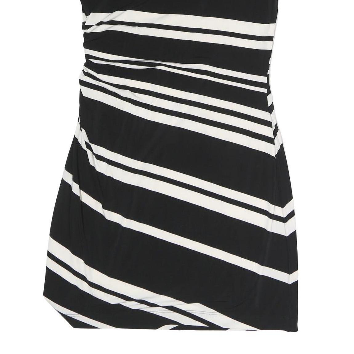 LAUREN RALPH LAUREN Womens Black & White Striped Day Polyester Dress L