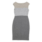 ESCADA Womens Beige & Light Grey & Grey Sleeveless Wool Blend Bodycon Dress S