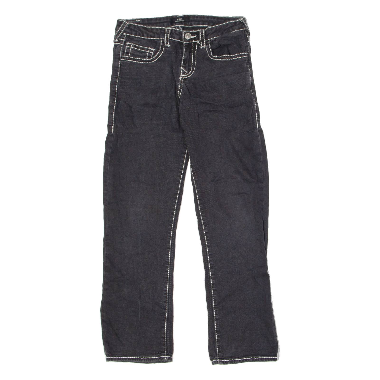 TRUE RELIGION Ricky Womens Jeans Black Relaxed Straight W28 L26