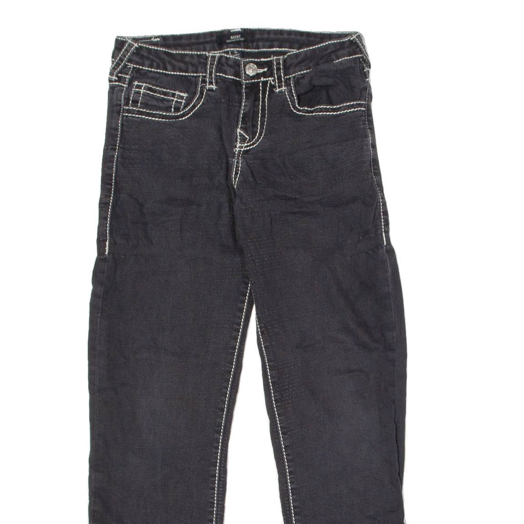 TRUE RELIGION Ricky Womens Jeans Black Relaxed Straight W28 L26