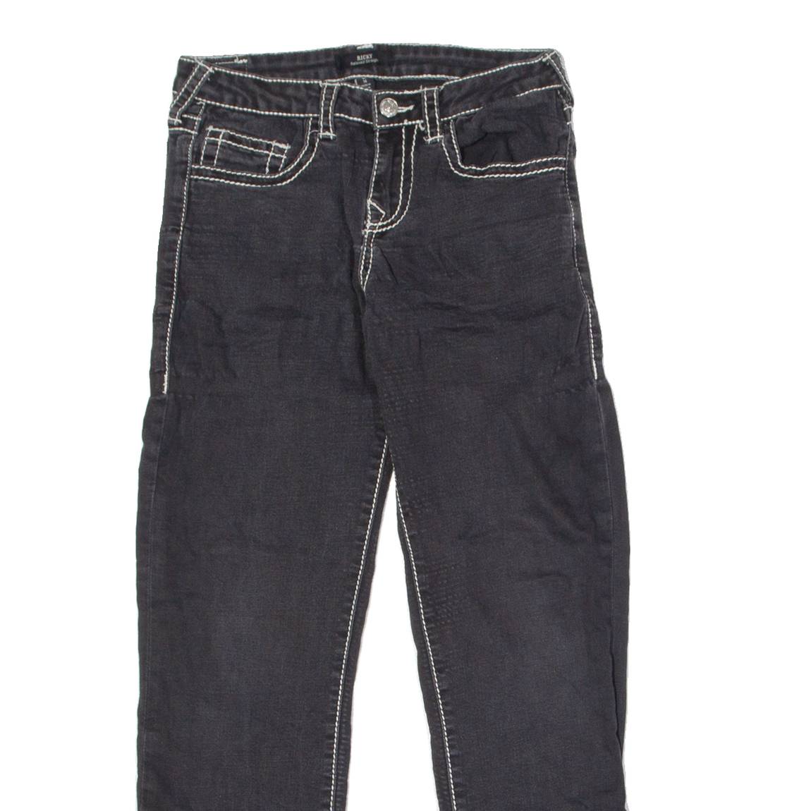 TRUE RELIGION Ricky Womens Jeans Black Relaxed Straight W28 L26