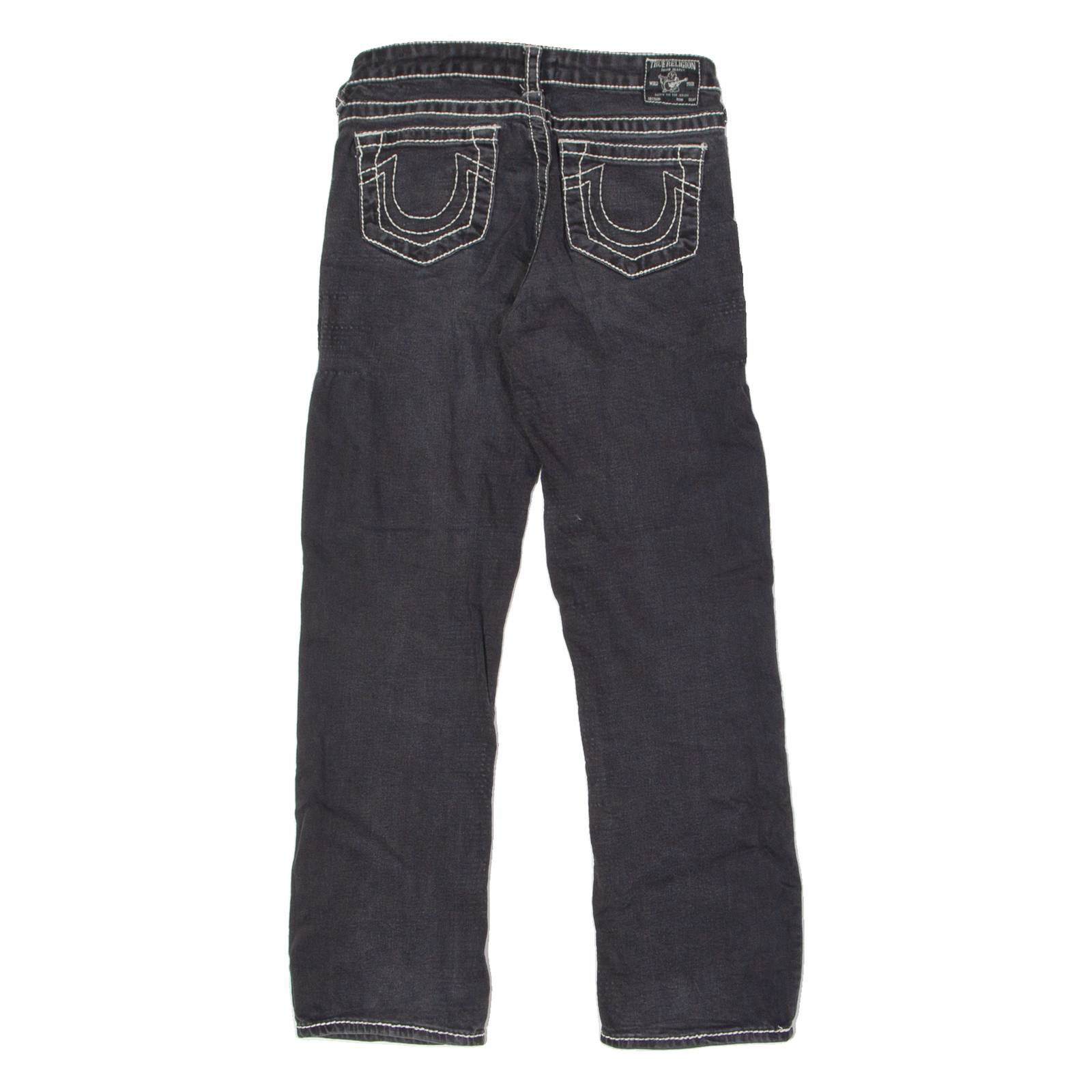 TRUE RELIGION Ricky Womens Jeans Black Relaxed Straight W28 L26