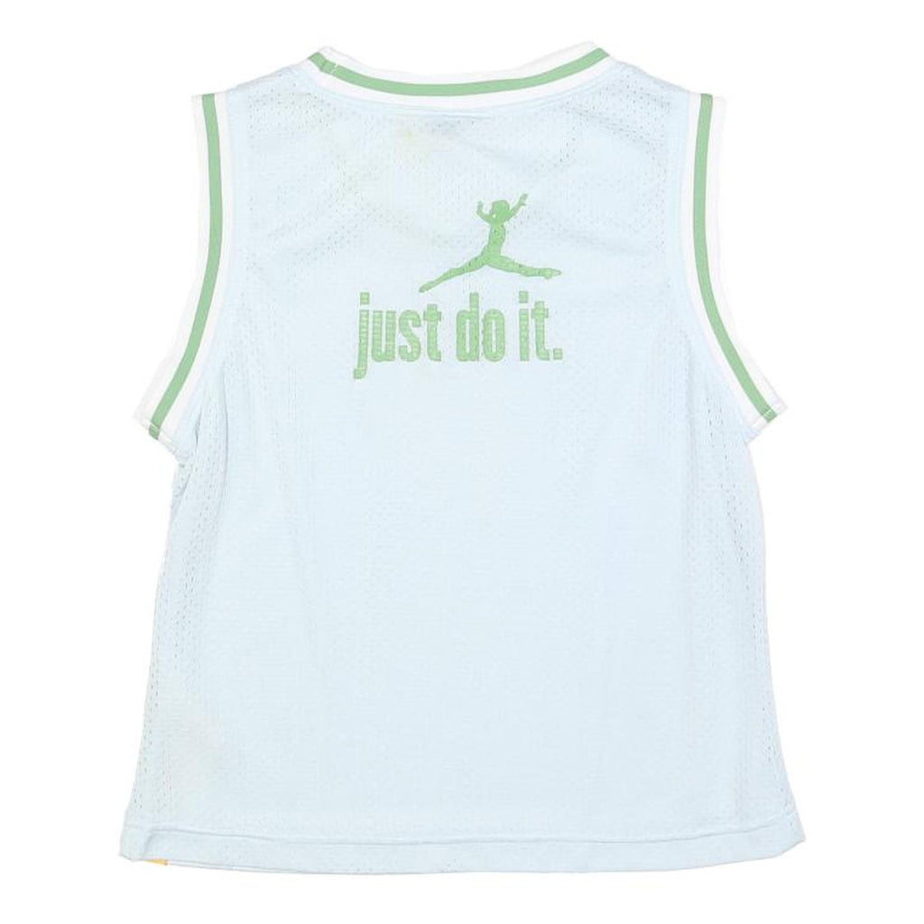 NIKE Girls Light Blue & Green Sleeveless Jersey M Just Do It