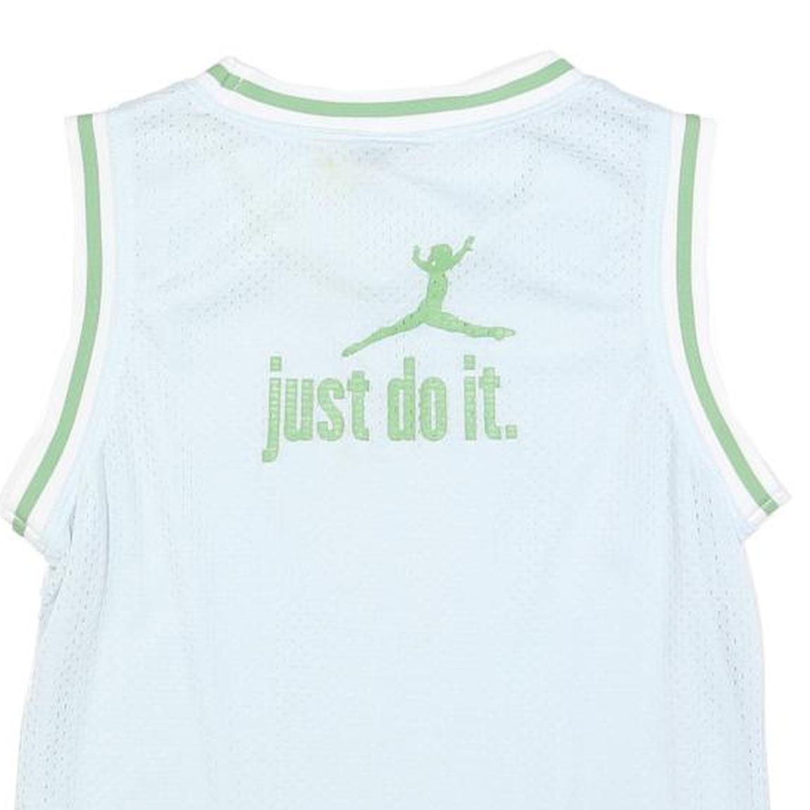 NIKE Girls Light Blue & Green Sleeveless Jersey M Just Do It