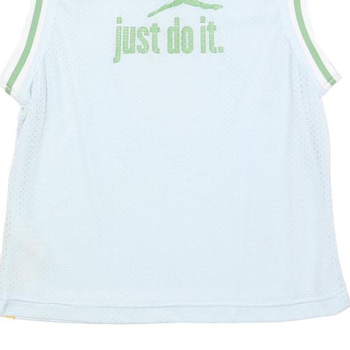NIKE Girls Light Blue & Green Sleeveless Jersey M Just Do It