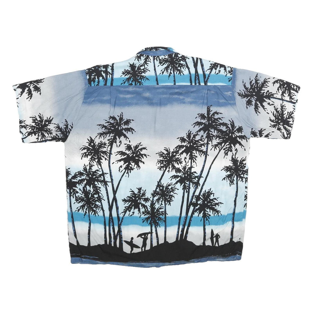 PINEAPPLE CONNECTION Mens Blue & Black Hawaiian Shirt S Rayon Beach Surfing