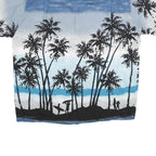 PINEAPPLE CONNECTION Mens Blue & Black Hawaiian Shirt S Rayon Beach Surfing