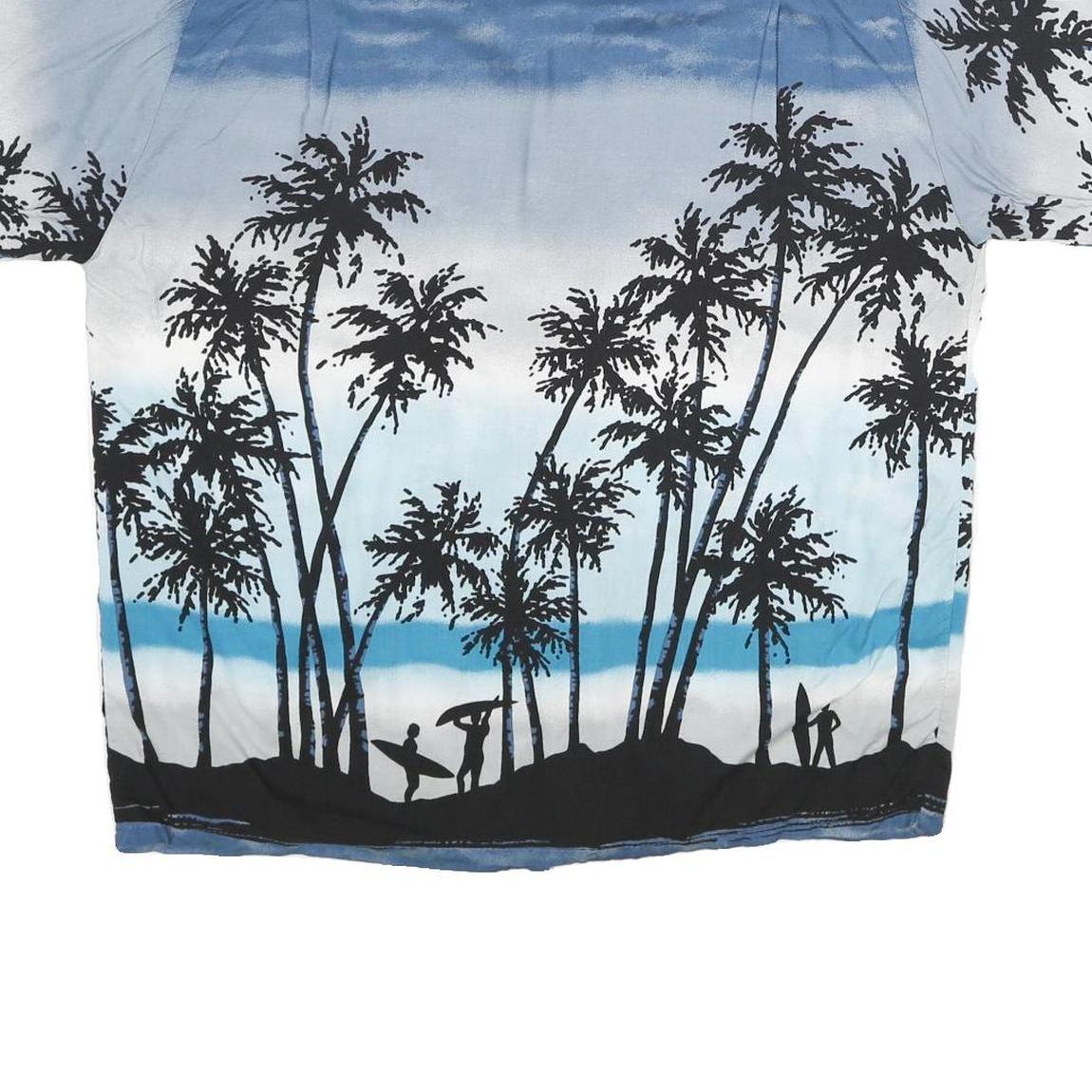 PINEAPPLE CONNECTION Mens Blue & Black Hawaiian Shirt S Rayon Beach Surfing