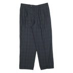 WESTBURY Mens Wool Blend Black Relaxed Straight Trousers W32 L28 Classic Smart