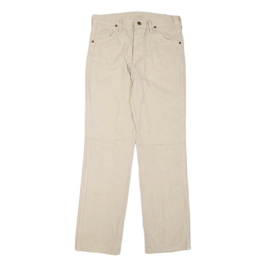WRANGLER Mens Jeans Beige Regular Straight Denim W31 L32 Classic Zip Pockets