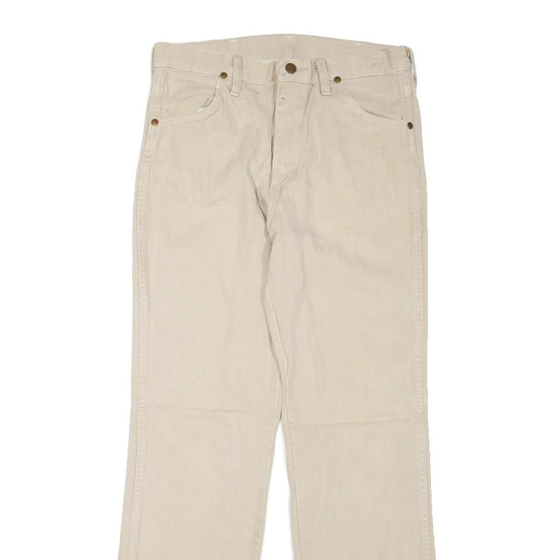 WRANGLER Mens Jeans Beige Regular Straight Denim W31 L32 Classic Zip Pockets