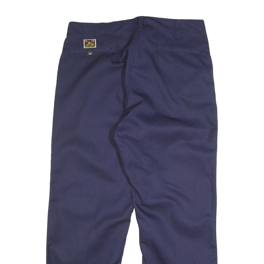 BEN DAVIS Mens Cotton Blend Navy Relaxed Straight Trousers W36 L32 Workwear