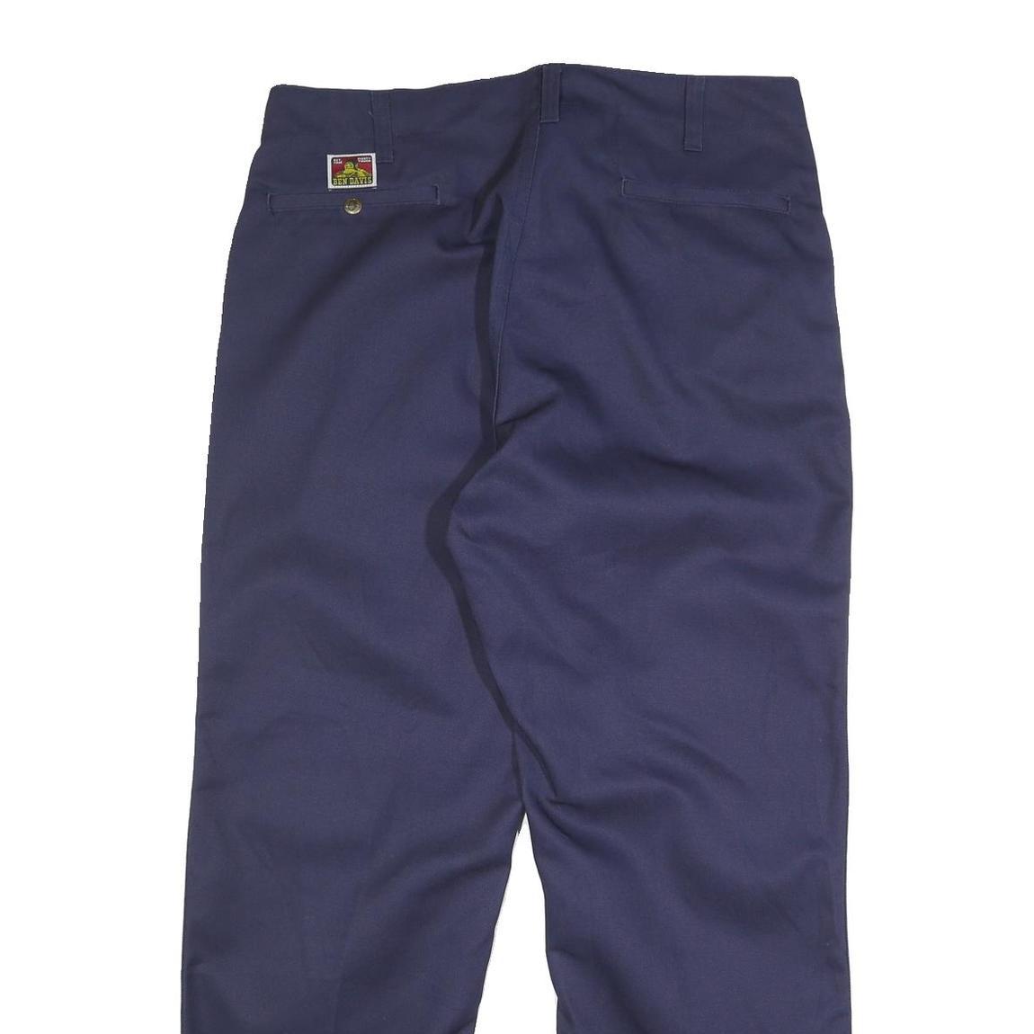 BEN DAVIS Mens Cotton Blend Navy Relaxed Straight Trousers W36 L32 Workwear