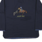 KEEP FUN Mens Navy Blue Horse Embroidered Crew Neck S Sweatshirt Cotton Blend